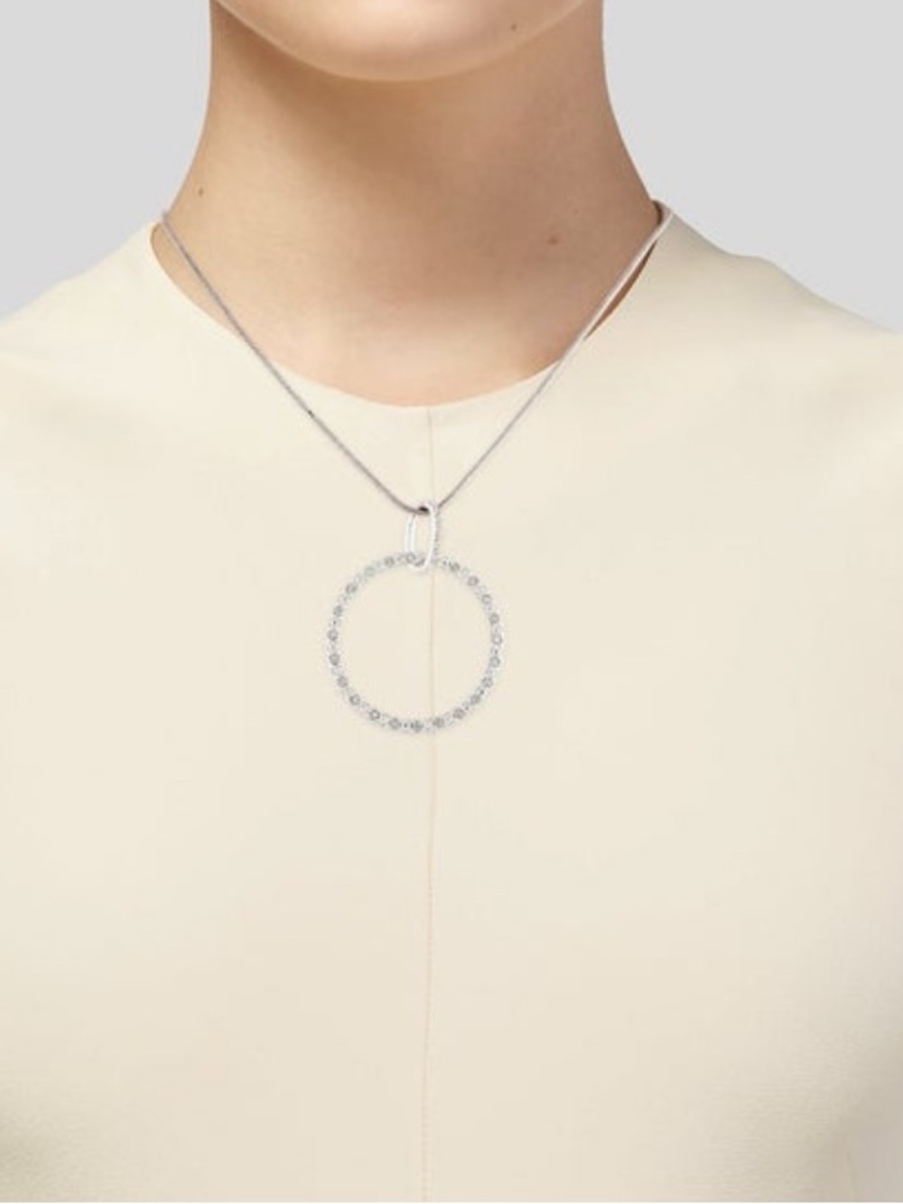 Trifari
Crystal Sterling Silver Crystal Circle Pendant Necklace - Silver